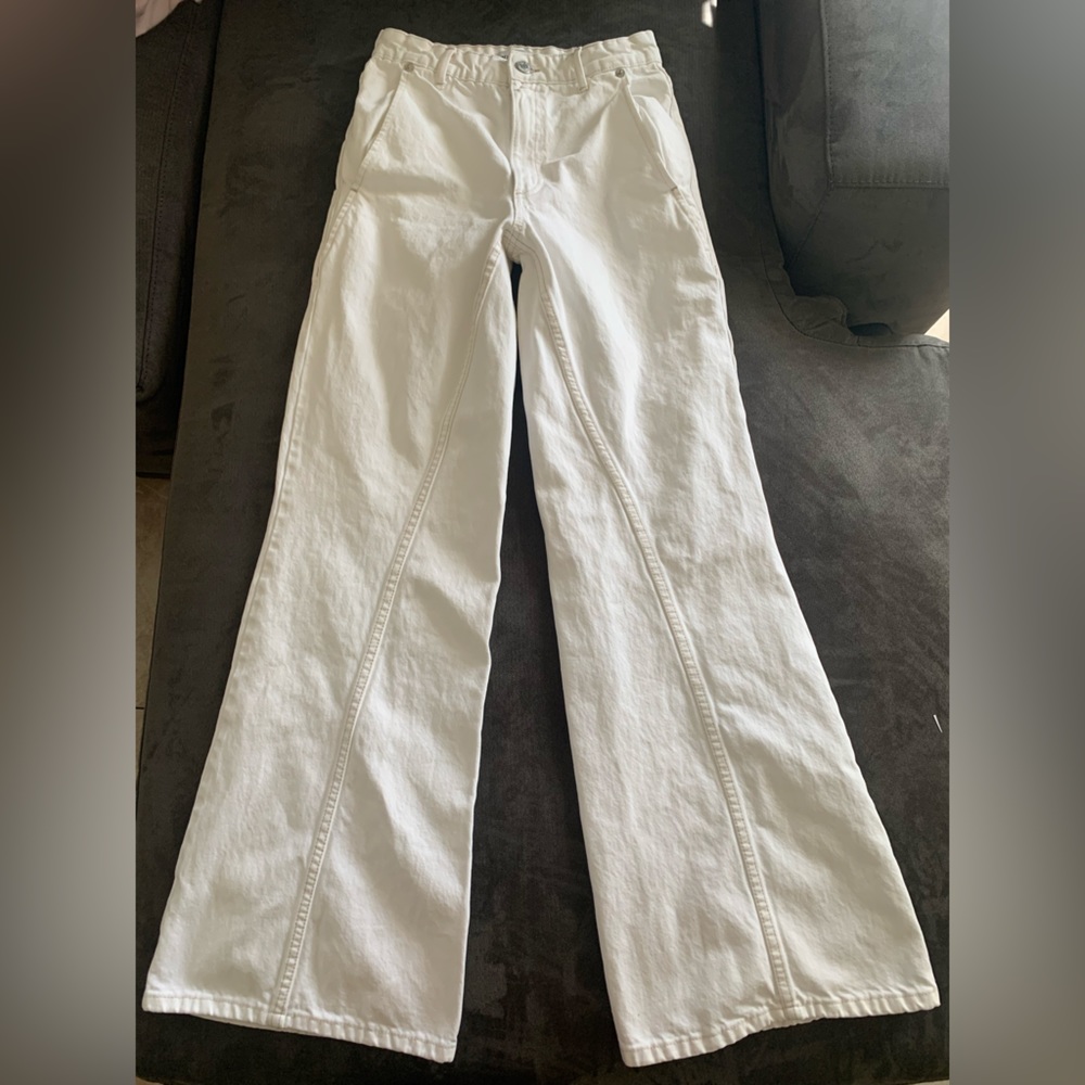 Zara white super wide leg jeans